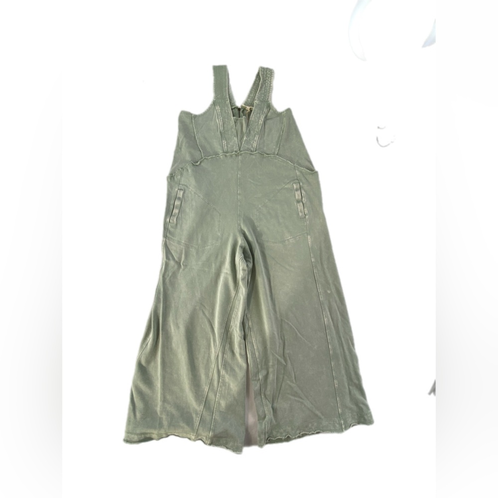 Easel Mineral Washed Terry Knit Jumpsuit in stone wash - Picture 7 of 16
